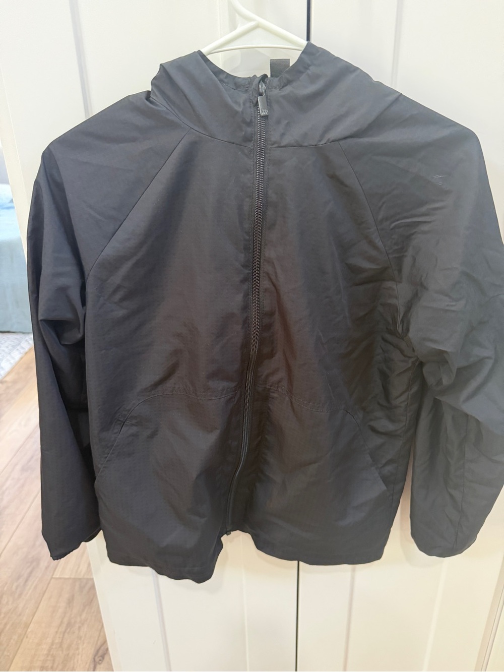 Black Hooded Lightweight Jacket